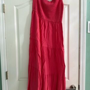 Casual Coral Sleeveless Halter Maxi Sundress